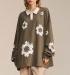 Small Quantity Clothing Manufacturer Casual Long Sleeve Puff Print Snowflake