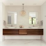 Modern Bath Waterproof Wooden Wall Mounted Bathroom Vanity Double Sink Cabinets