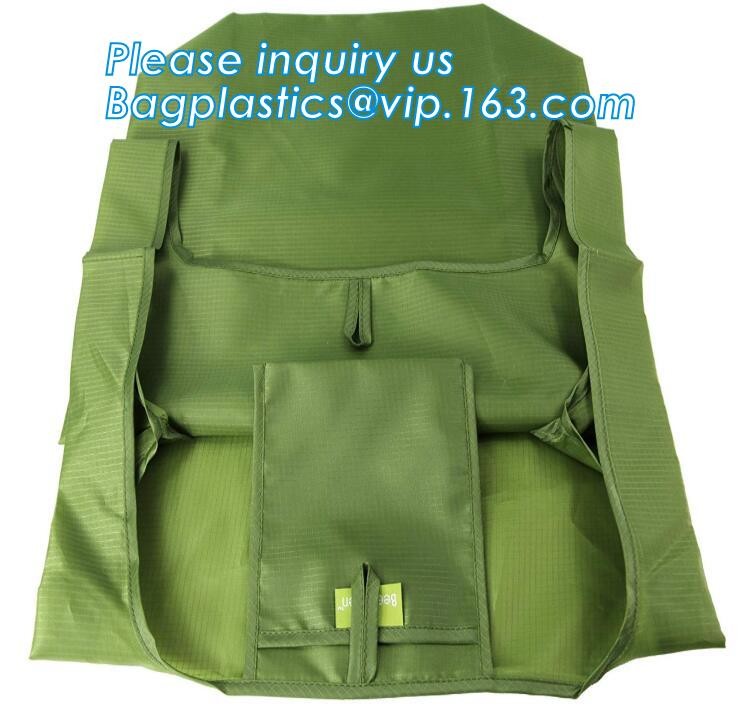 Recycled Foldable Nylon Polyester Tote Bag with logos polyester shopping bag Custom advertising handle non woven bag PAC