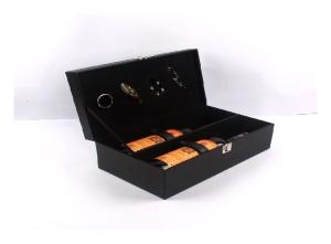 Quality Custom Luxury Wooden Wine Box Pu Leather Material ISO9001 2008 Certification wholesale