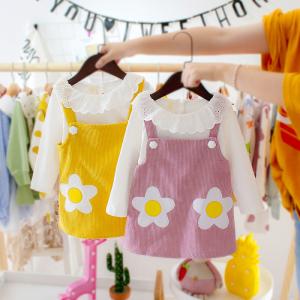 Quality Children's Girls Corduroy Suspender Skirt Set wholesale