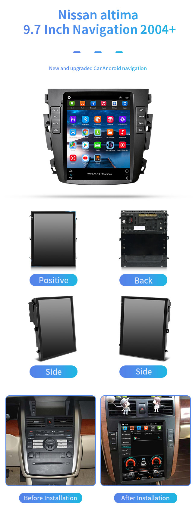 4 Core 18khz Car Android GPS Navigation Nissan Altima 2004 Car Stereo