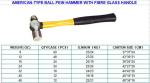 Ball peen hammer with fiberglass handle