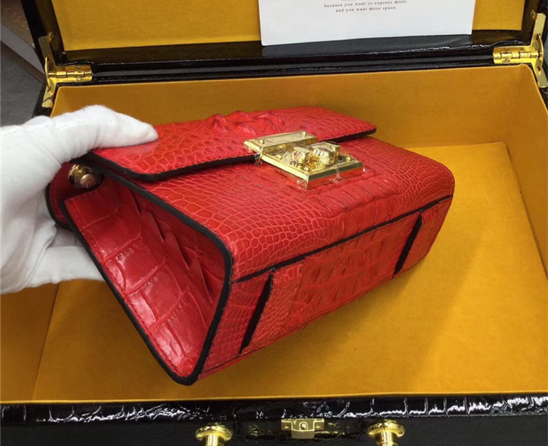 Exotic Crocodile Skin Women's Small Purse Genuine Alligator Leather Lady Flap Bag Chain Belt Female Cross Shoulder Bag