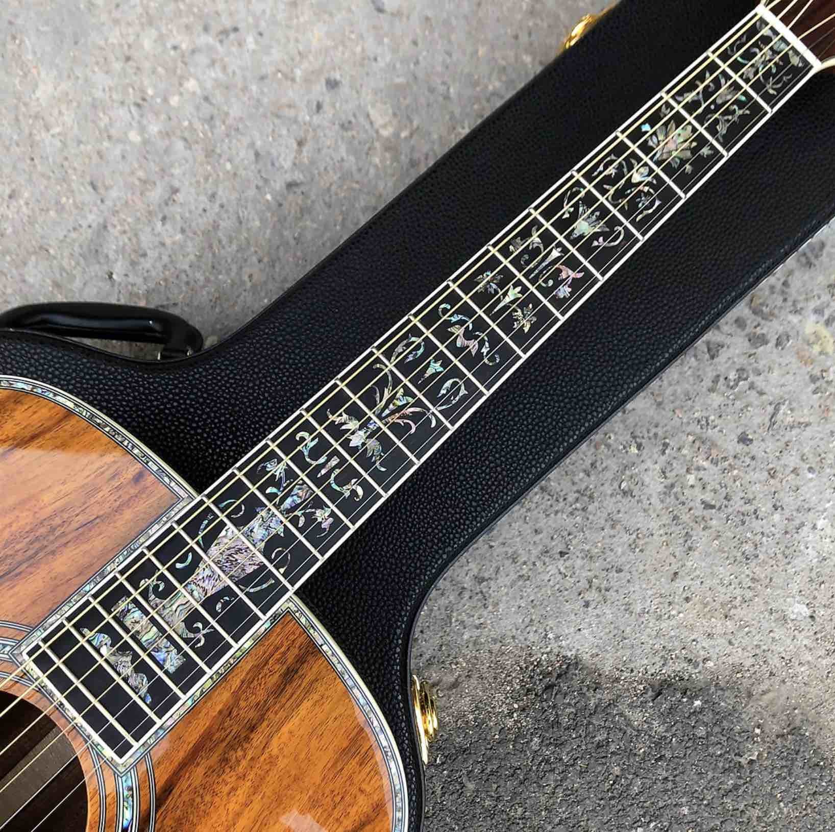 Factory KOA wood classic acoustic guitar,Life tree Ebony Fingerboard,Abalone inlays and binding,China 41 inchs acoustic