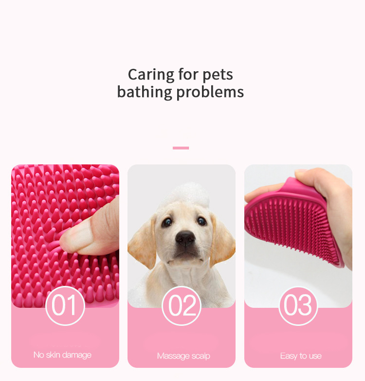 Portable Yellow Puppy Bath Brush TPR Bath And Brush Dog Grooming