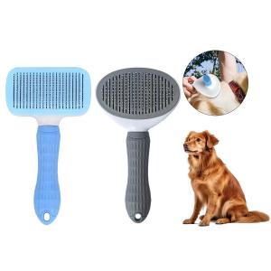 Quality Blue Self Cleaning Dog Brush Dog Hair Deshedder With Massage Function wholesale