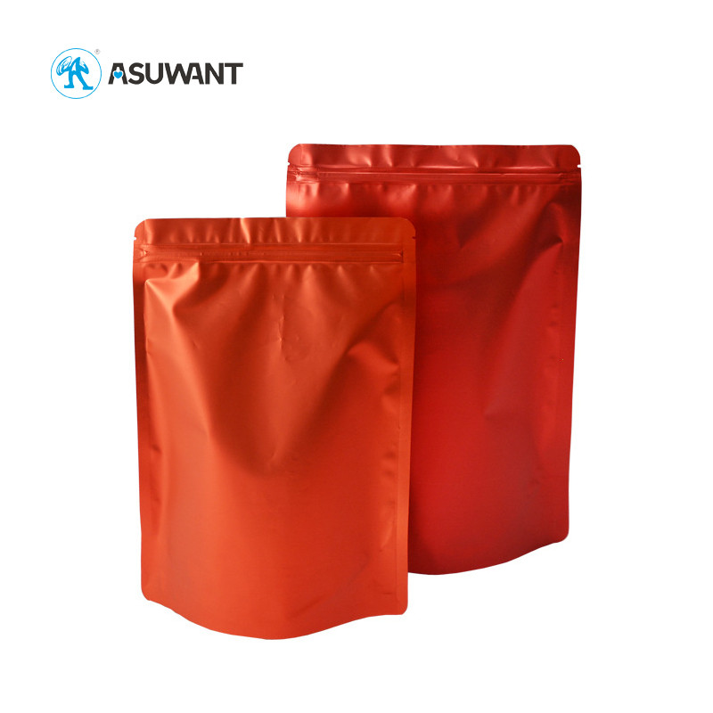 Green Glossy Aluminum Foil Stand Up Pouch Food Packaging Zipper Bags