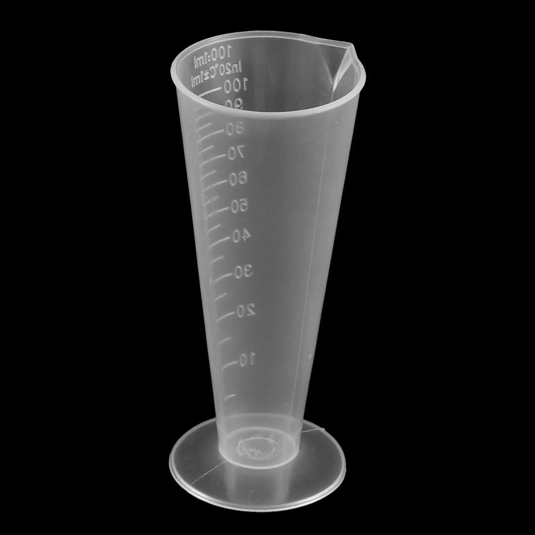 100mL Plastic Graduated Measuring Cup Capacity Beaker Cone Shape Round Base Labs Kitchen Clear
