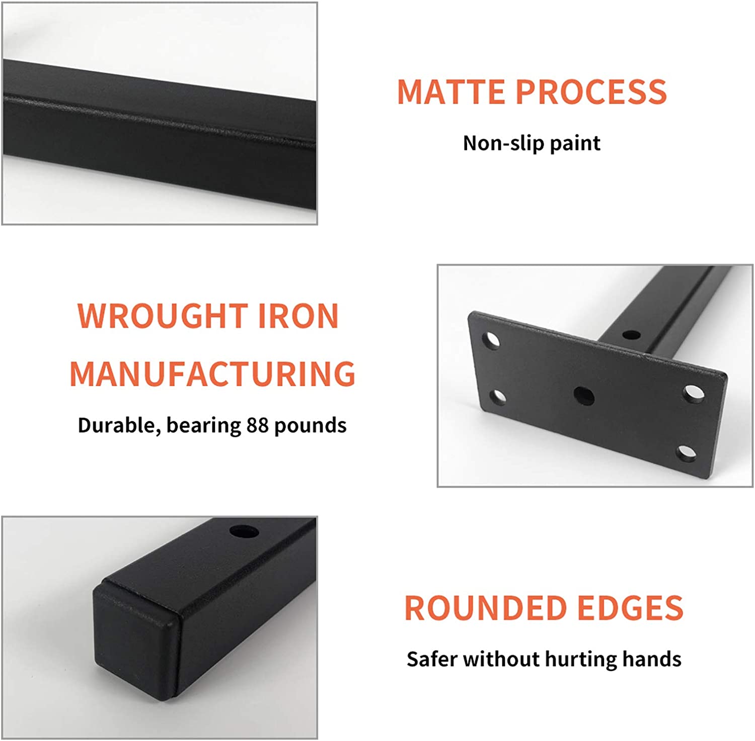 Shelf Bracket 10 Inch Heavy Duty Frosted Black Wall Shelf Brackets for Floating