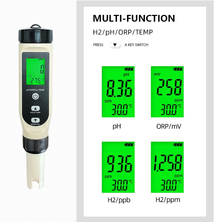 Digital 4-in-1 Pen PH/H2/ORP/Temperature Water Tester for Hospitals and Laboratories
