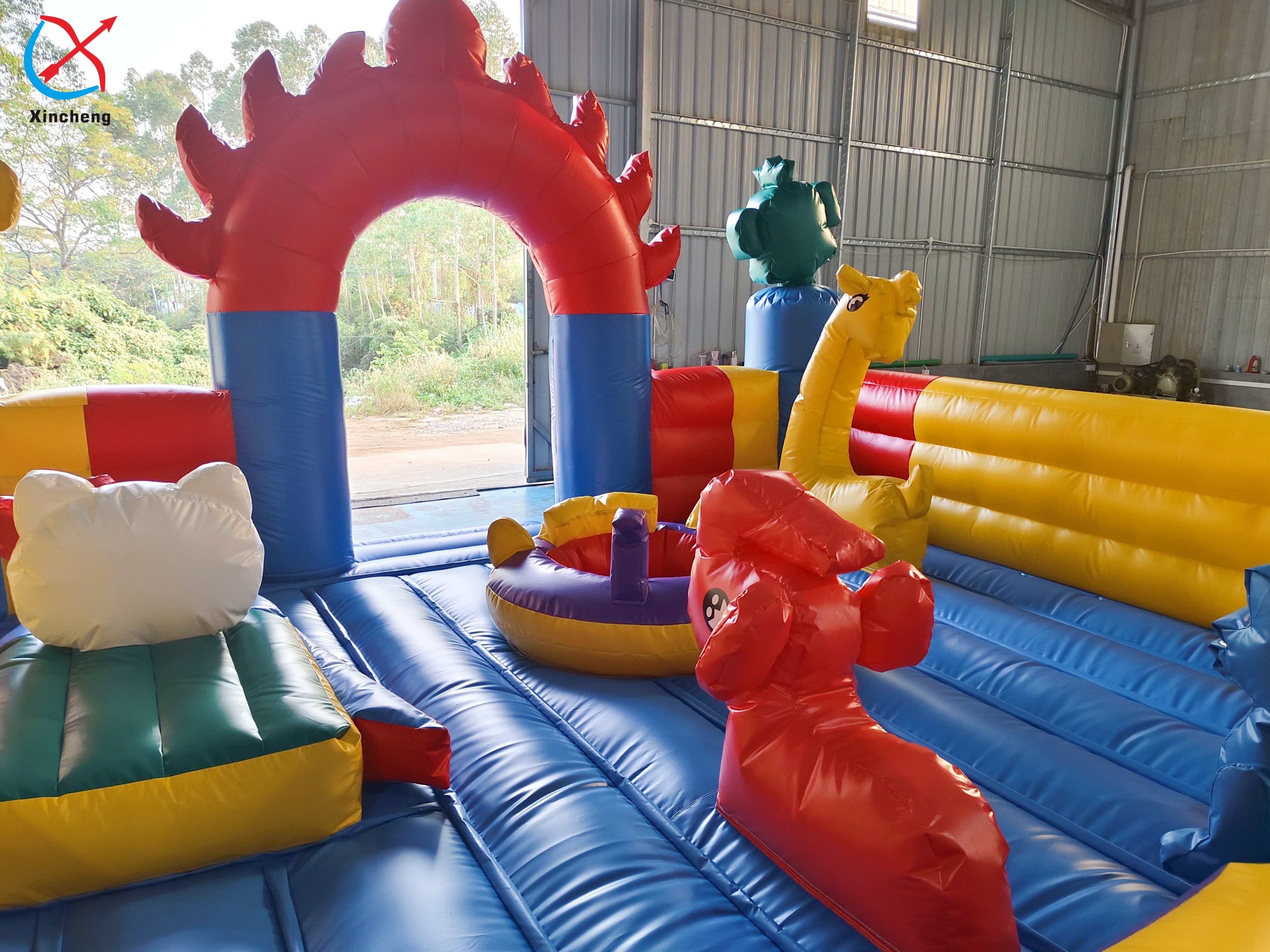 Inflatable Bouncy House Colourful Obstacle Course Inflatable Fun City Playground