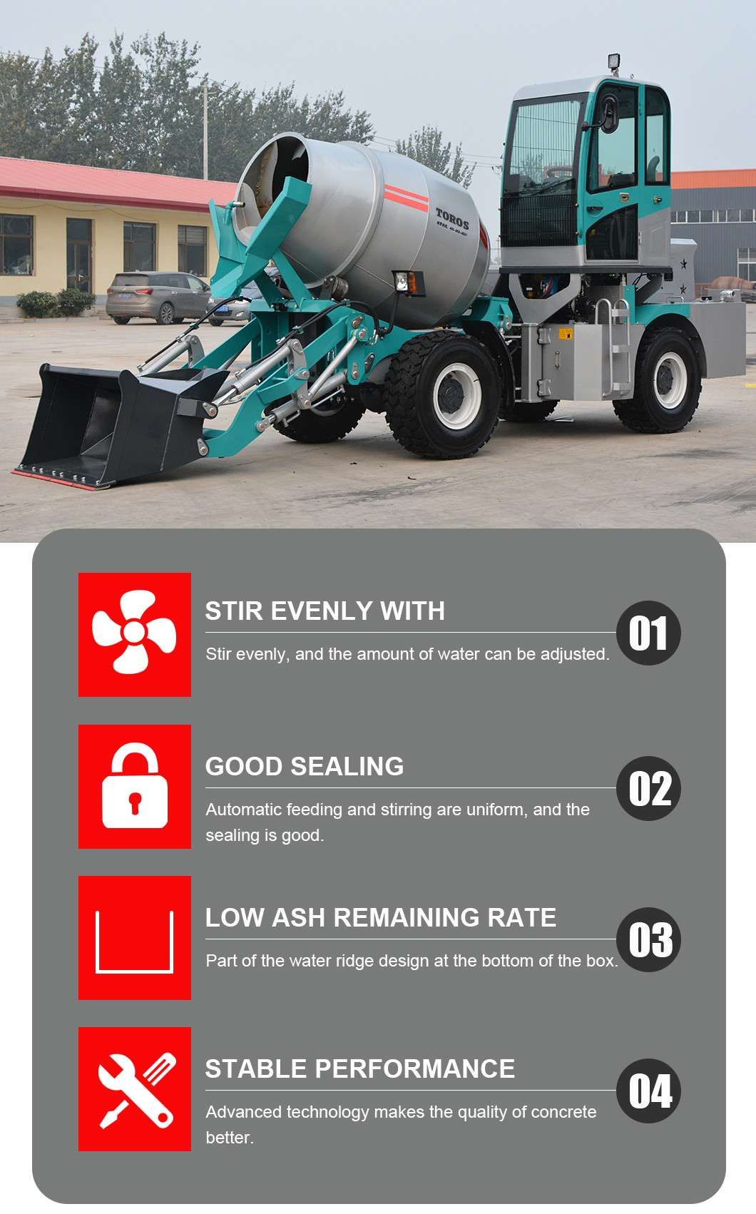 High Efficiency Concrete Transit Mixer Self Loader Concrete Mixer Customization