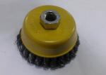 75 Mm OD Wire Cup Brush Knot Type Heavy Duty Yellow Bowl Body For Removing Paint