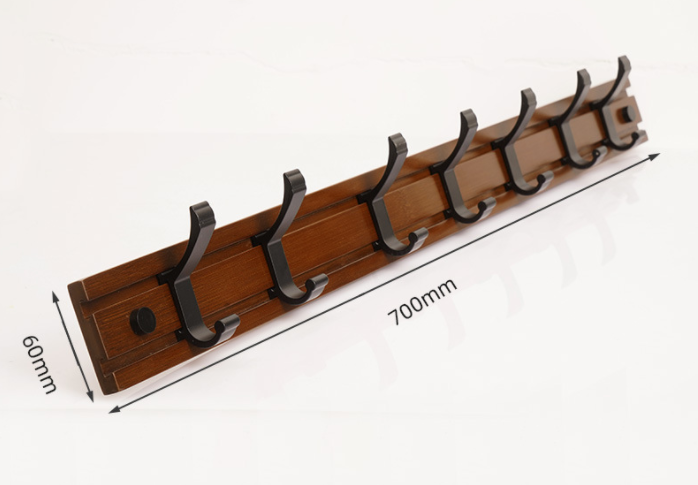 Coat Hat Hanger for Wall Organized and Storage with Movable Hooks Bamboo Sundries Rack