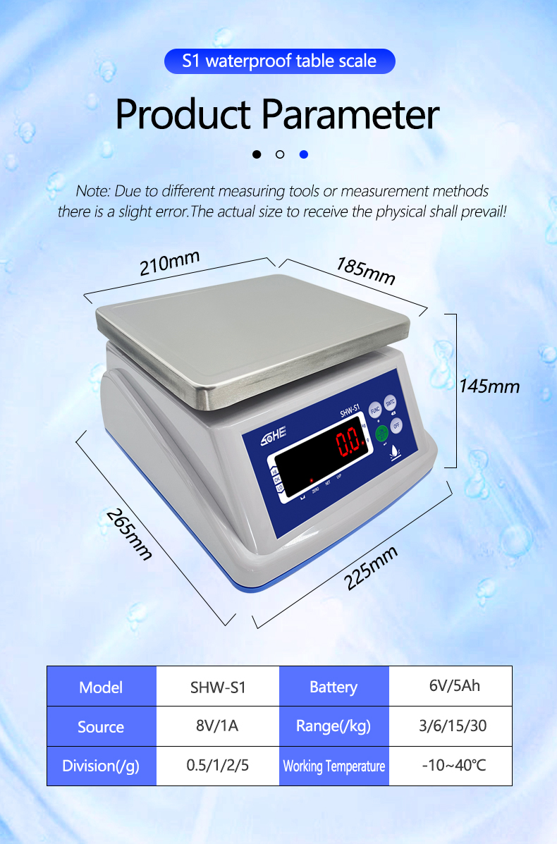 Double Layer Structure 30KG Waterproof Scale with Precision Sensor and LED Display