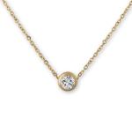Diamond Pendant Necklace Rose Gold Stainless Steel Necklace 450mm length