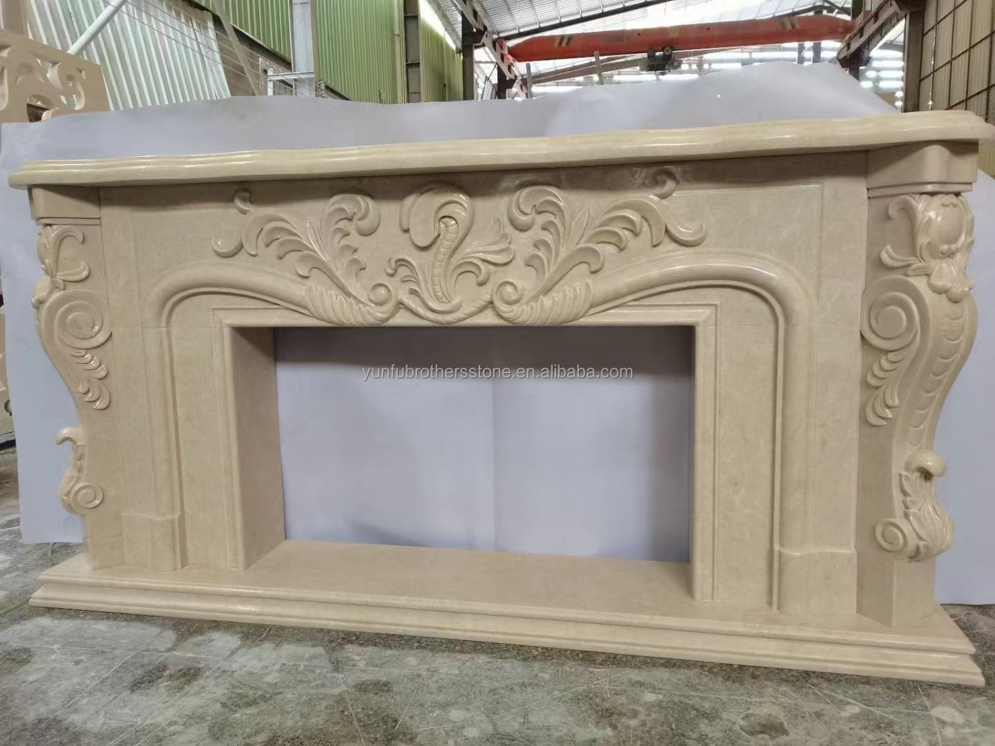 Modern Design White Marble Fireplace Surround for Wall Mounted Installation