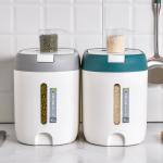 Kitchen Transparent 10kg Grain Storage Container Round Rotating