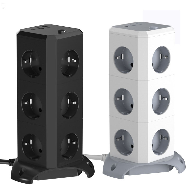 Customized Universal Multi Plug Tower Power Strip with USB Port and 1.8M Extension Cord