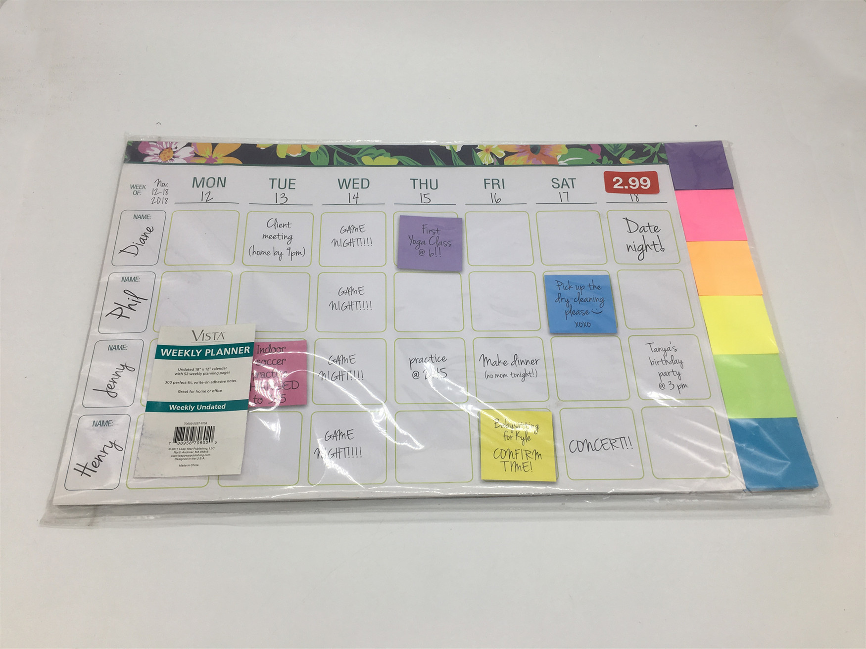 Custom Weekly Sticky Notes / Colorful Block Sticky Notes Jumbo Size 510x310mm