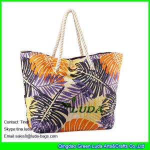 Quality LUDA summer beautiful handbags purse floral paper straw beach shoulder handbags wholesale