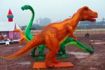 Electric Silk Fabric Chinese Lanterns Dinosaur Shaped For New Year Show