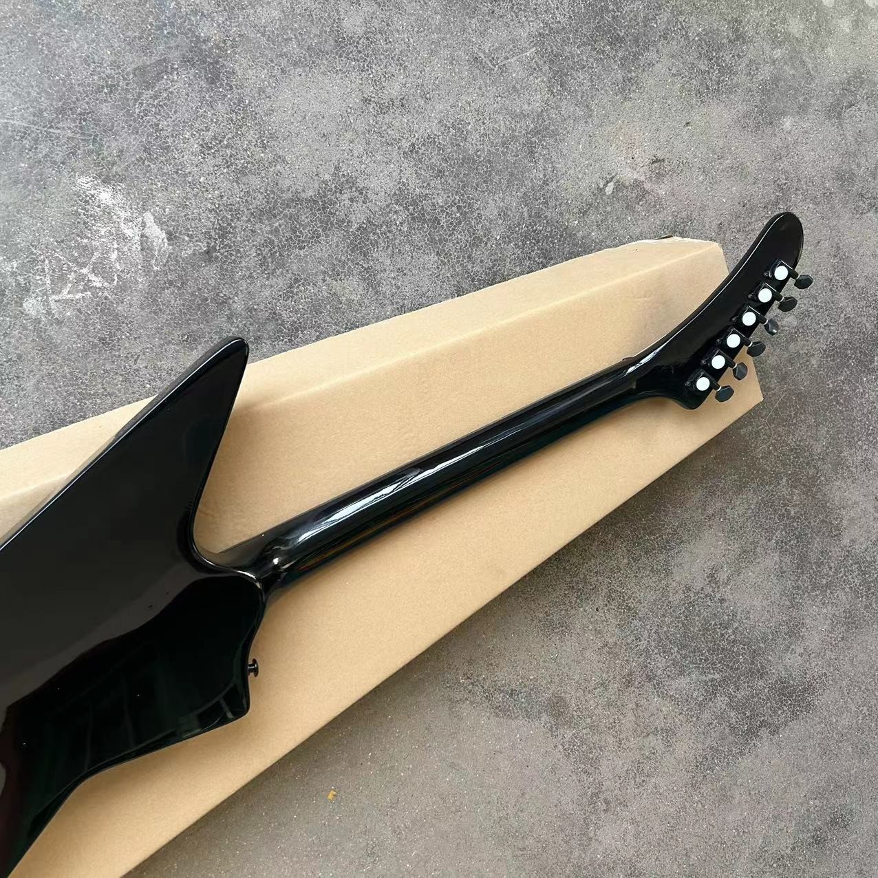 Custom special shape body ESP style electric guitar in black color glossing finish