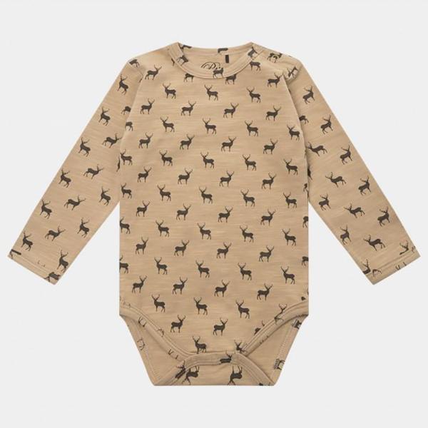 Newborn Baby Girl Deer Printed Romper Jumpsuit Long Sleeve Cotton Knit Bodysuit
