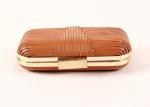 High - End Genuine Ladies Orange Clutch Bag Vintage Metal Lock With Cow Leather