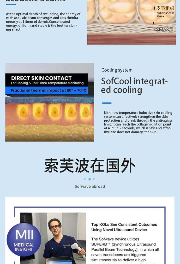 Ultrasound RF Face Wrinkle Removal Machine Anti Puffiness Anti Aging