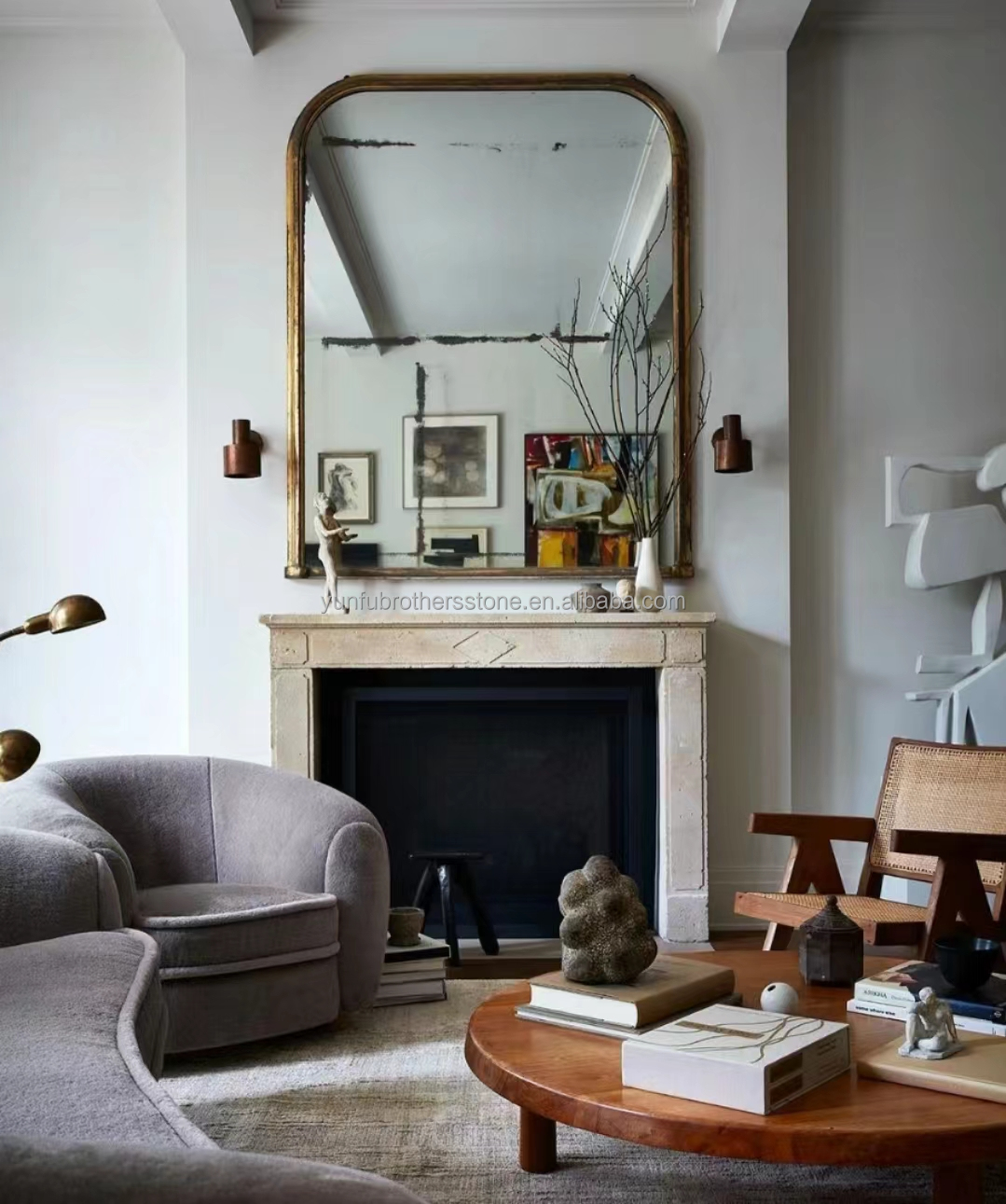 Customized Marble Mantel Fireplace Without Remote Control Perfect for Living Room or Vilar