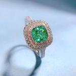 Green Square Shape Gemstone Zircon Wedding Rings For Women