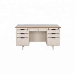 Wooden Desktop 1.2 MM Thick Metal Frame Steel Computer Table