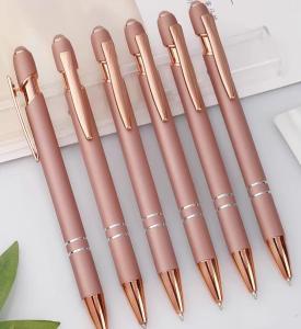 Quality Metal press pen, aluminum rod, touch screen ballpoint pen company gift pen with custom logo exhibition pen wholesale