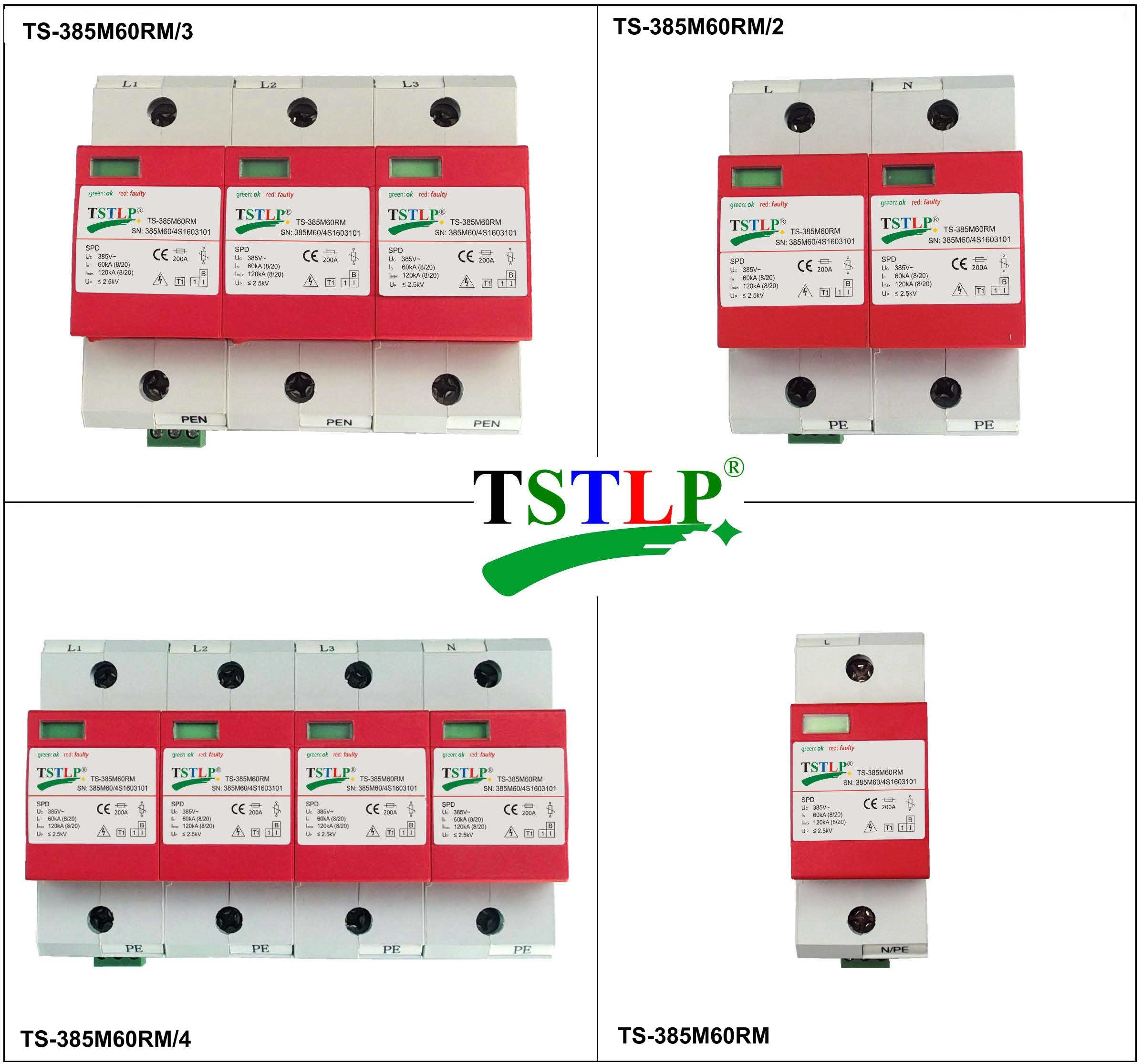 Three Phase / 3 Pole Surge Protection Device 385Vac 60kA - 120kA Class 1