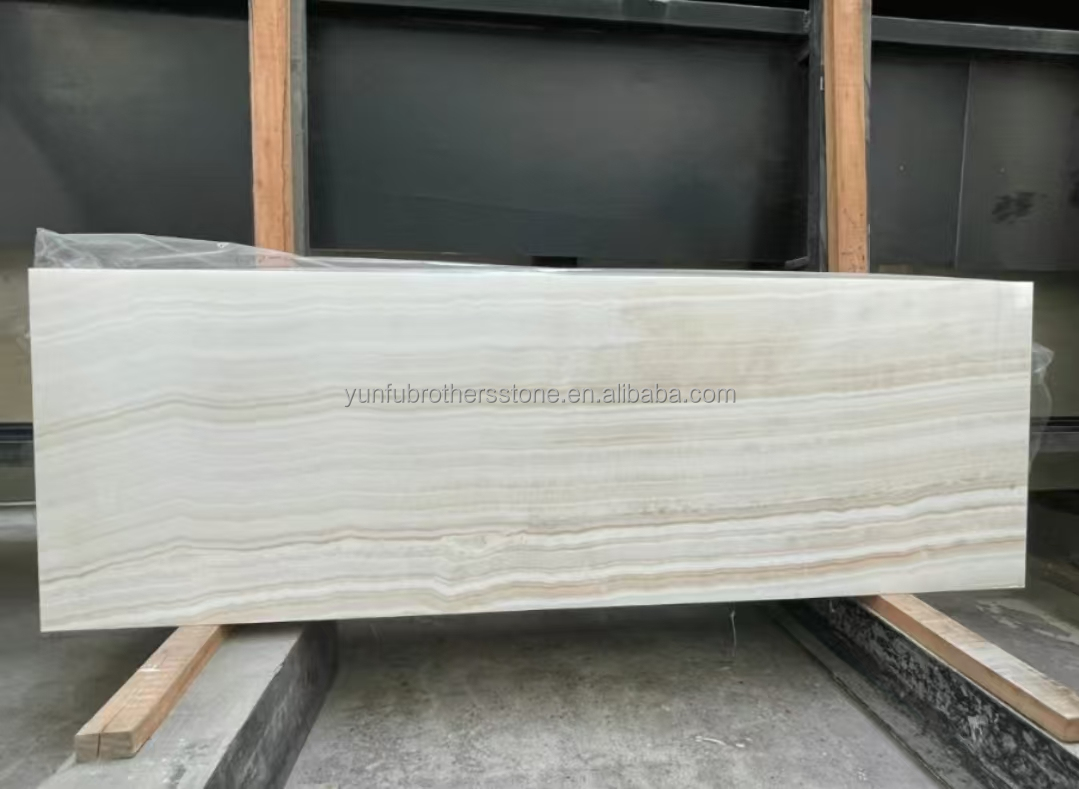 Modern Design Hotel Bathroom Wall Panel with Backlit Natural Stone White Onyx Marble