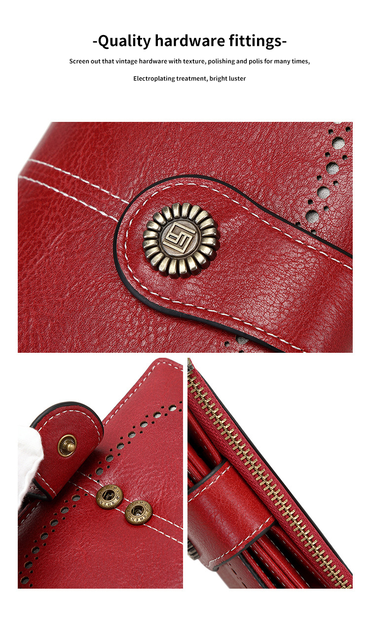 RFID Blocking Women's Leather Wallet with Small Bifold Design and Custom Logo Option