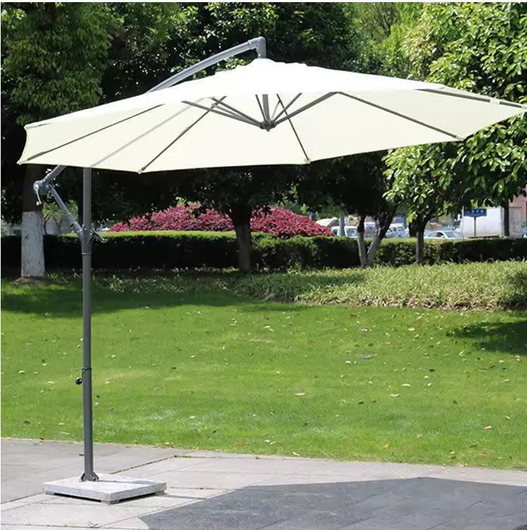 Outdoor Marble Base Cafe Sunade Umbrellas Pergola Gazebo Cover Parasols with Solar Light