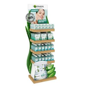 Quality Customized Cosmetic Display Stand Wooden Display Shelf Unit Moisturizing Cream wholesale