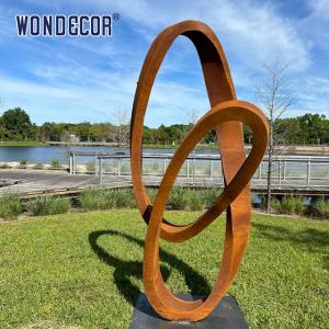 Quality Modern Large Outdoor Abstract Ring Ribbon Weathering Steel Sculpture wholesale