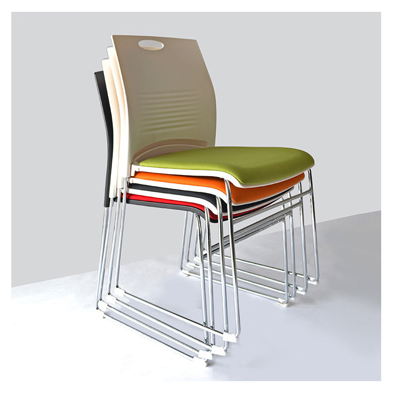 Green Orange Stacking Conference Chairs Stackable Meeting Chairs With Metal Legs