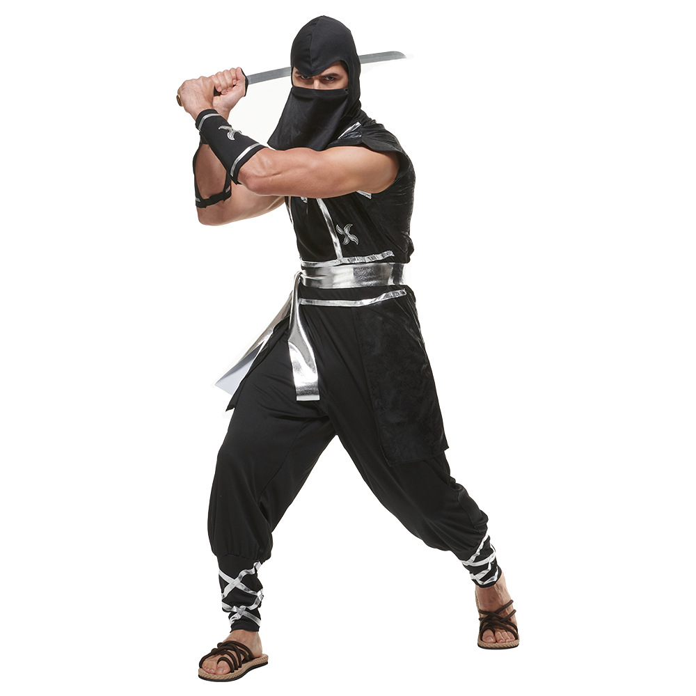 Jackets Coats Children's Black Ninja Cosplay Jumpsuit for Halloween Performance