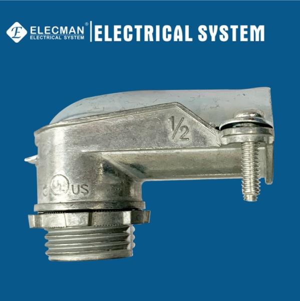 90 Degree Flexible Conduit Fittings Zinc Electrical Squeeze Connector 2 inch 3