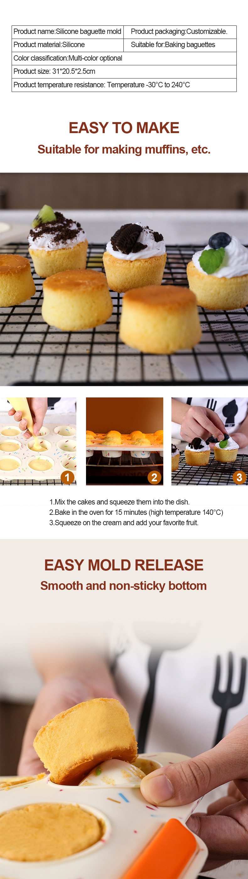 207g Multicolor Silicone Cake Molds Muffin Mould
