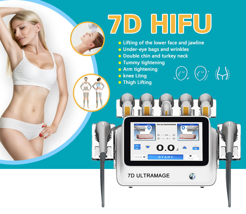 7D HIFU Slimming Machine Ultrasonic Face Lifting Anti Aging With Dual Handles