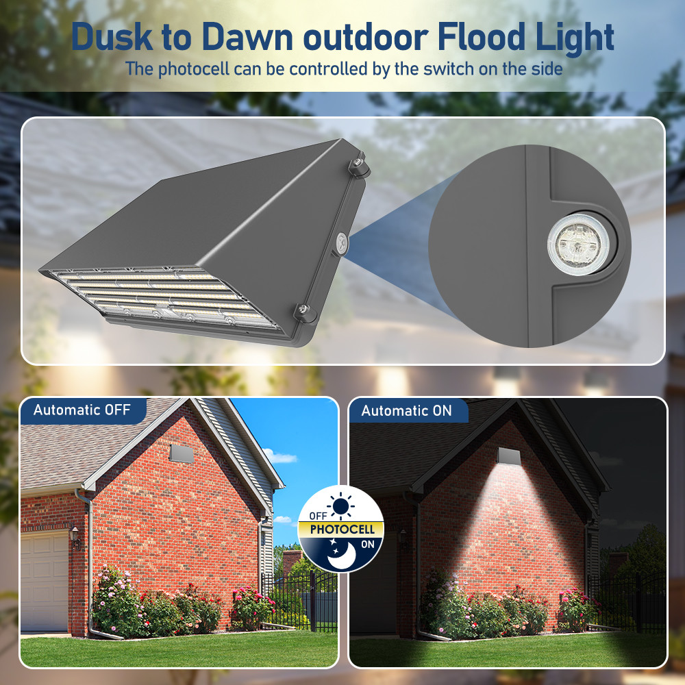Full Cut Off Street Outdoor Wallpack Lamp Waterproof IP65 80W/100W Selectable 277V 347V 480V LED Wall Pack Light