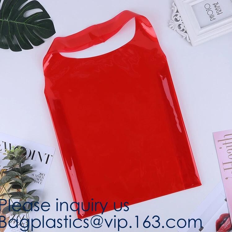 Manufacturer Custom Logo Transparent Clear PVC Plastic Portable Packaging Promotional Gifts Shopping Tote Bag, bagease