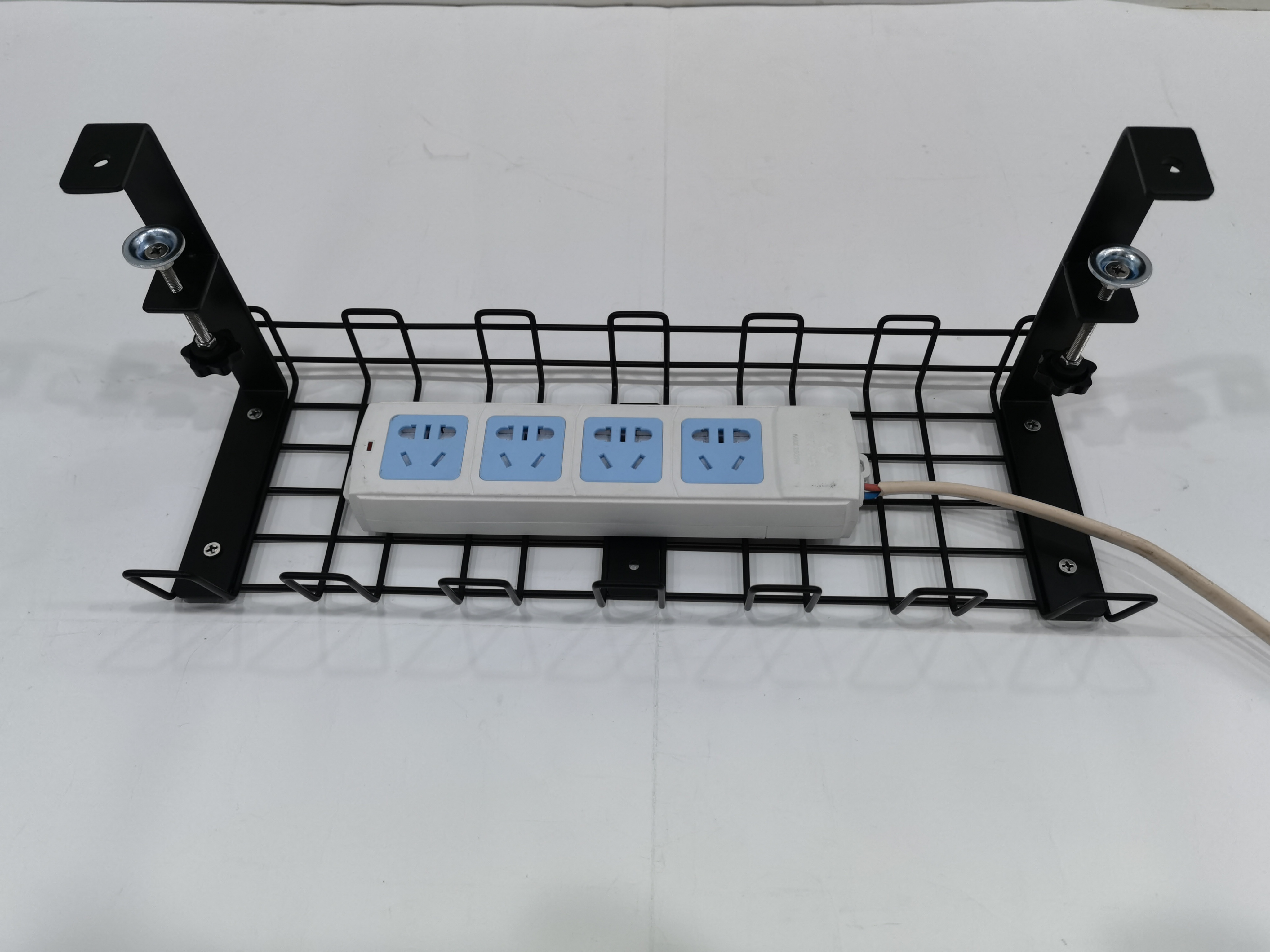 Silver Iron Wire Design Under Desk Cable Management Tray for Adjustable Cord Control