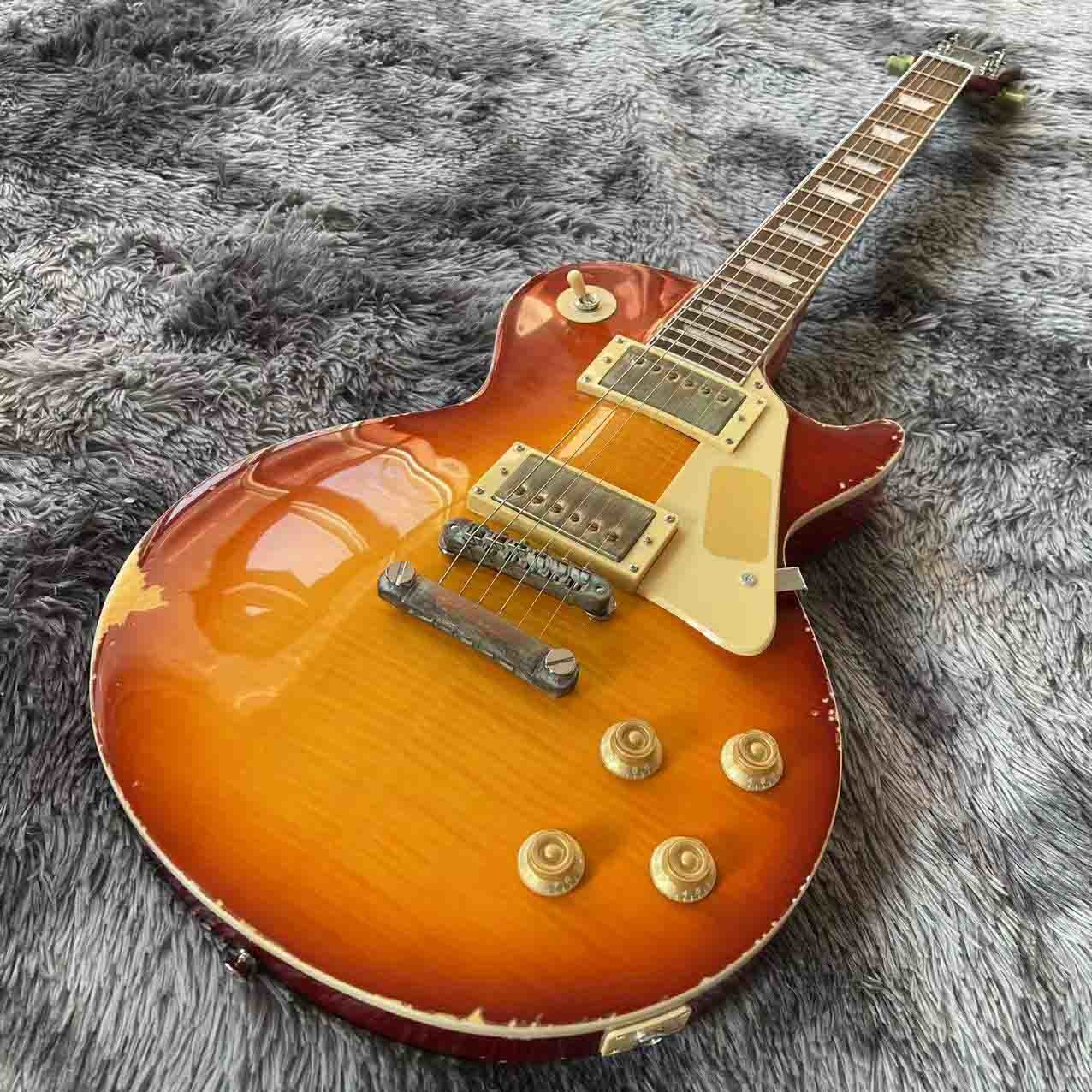 Custom Grand G-LP Les Paul Relic Finishing Style Electric Guitar Cherryburst Optional Color Accept OEM
